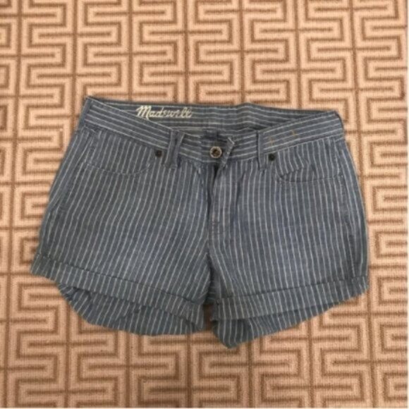 MADEWELL Shorts Conductpr Pinstripe Cotton Chambray 32 - Picture 3 of 9